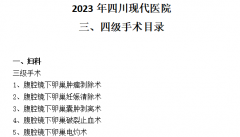 四川现代医院三、四级手术目录（2023）